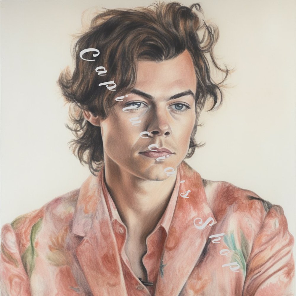 Harry Styles water color pencil image poster